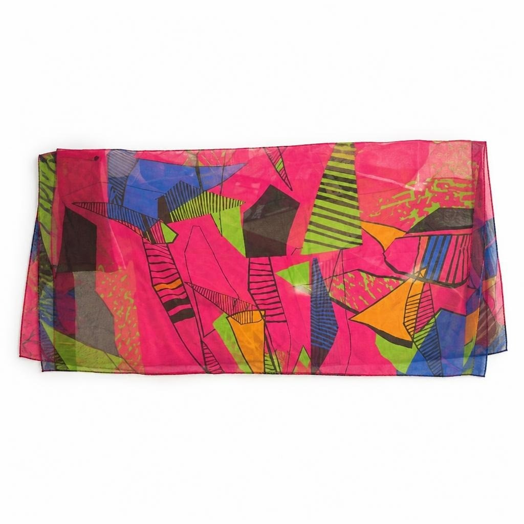 Multicolor abstract print large tote bag - white studio shot, second-hand at Why Go Less, Dekwaneh, Lebanon