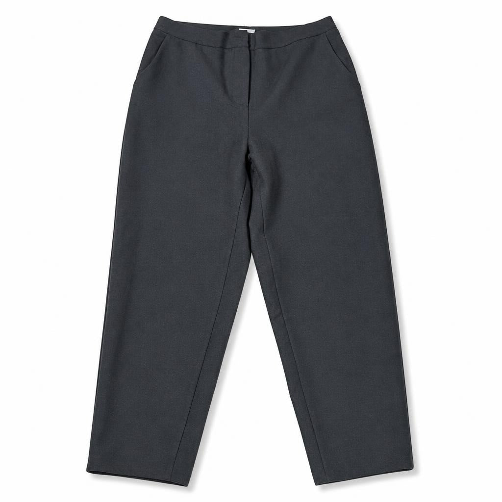 Black slim tapered trousers, women's - white studio shot, second-hand at Why Go Less, Dekwaneh, Lebanon