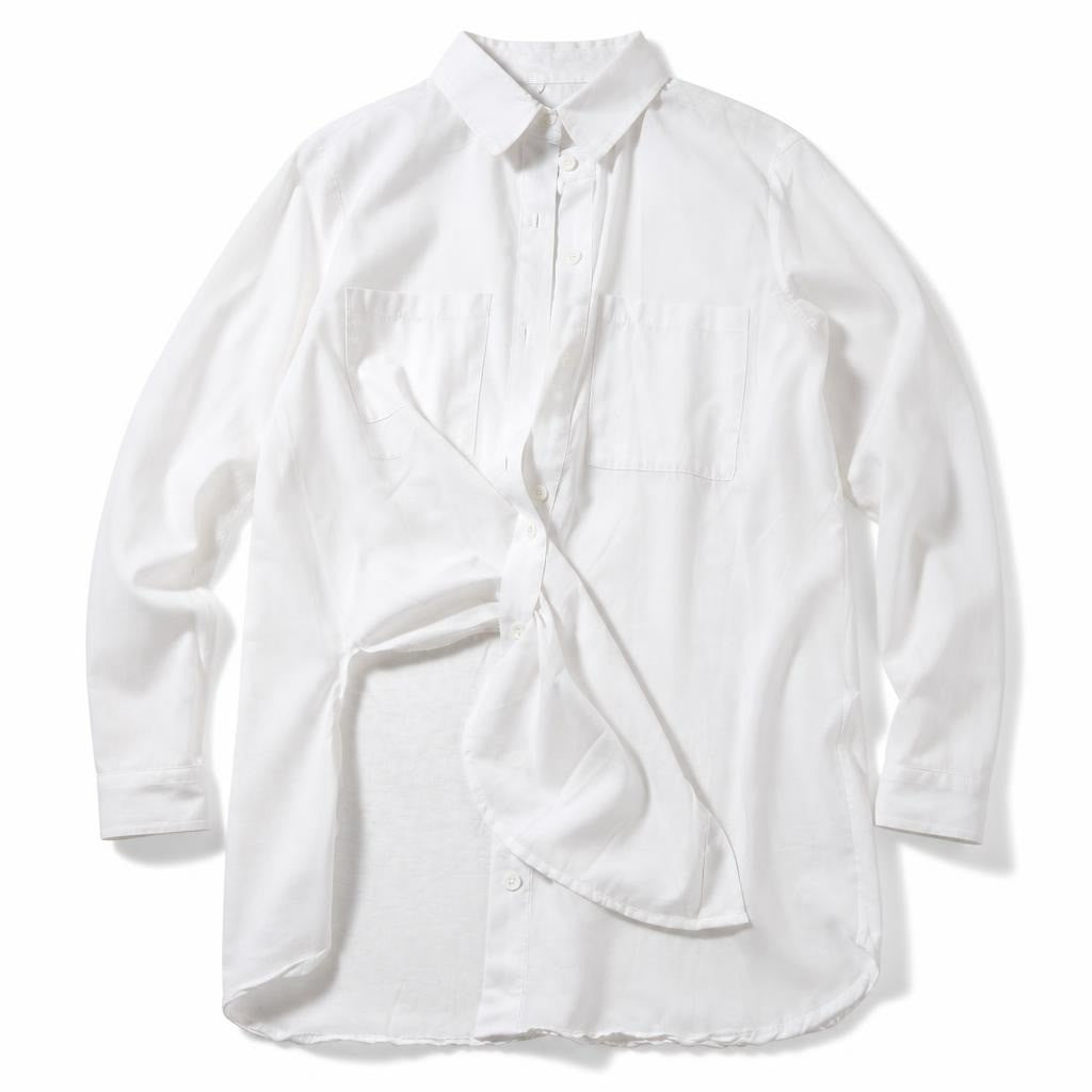 White long-sleeve button-down shirt, men's - white studio shot, second-hand at Why Go Less, Dekwaneh, Lebanon