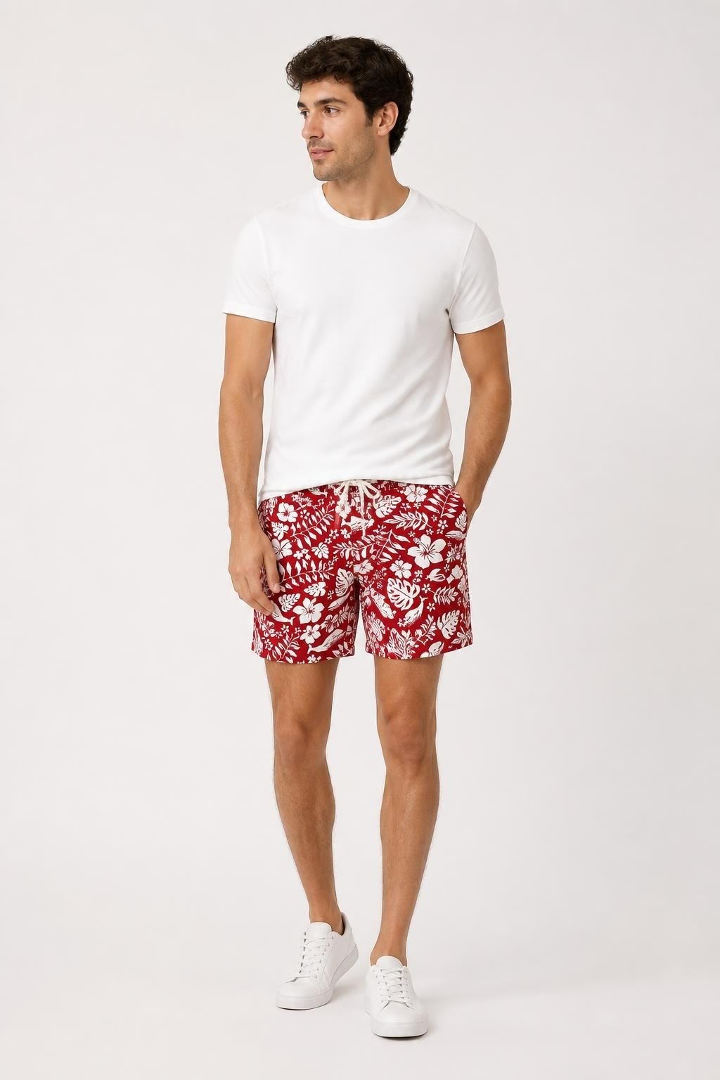 Abercrombie Red and White Floral Board Shorts | Pre-Loved | Why Go Less
