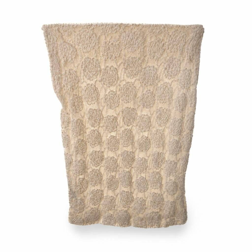 Cream floral lace mini skirt, S/M - white studio shot, second-hand at Why Go Less, Dekwaneh, Lebanon