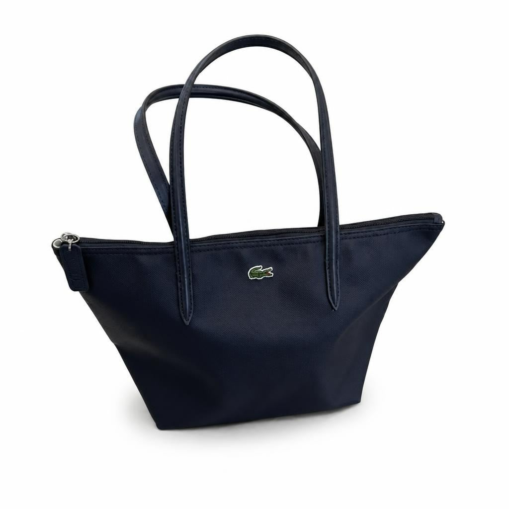 Lacoste Navy Blue Mini Tote Bag - white studio shot, second-hand at Why Go Less, Dekwaneh, Lebanon