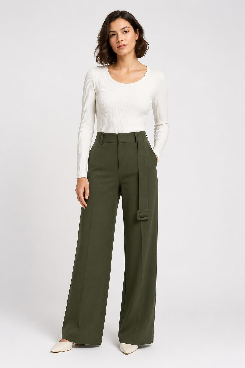 Vero Moda Olive Green Belted Carrot Trousers XS/32 | Pre-Loved | Why Go Less