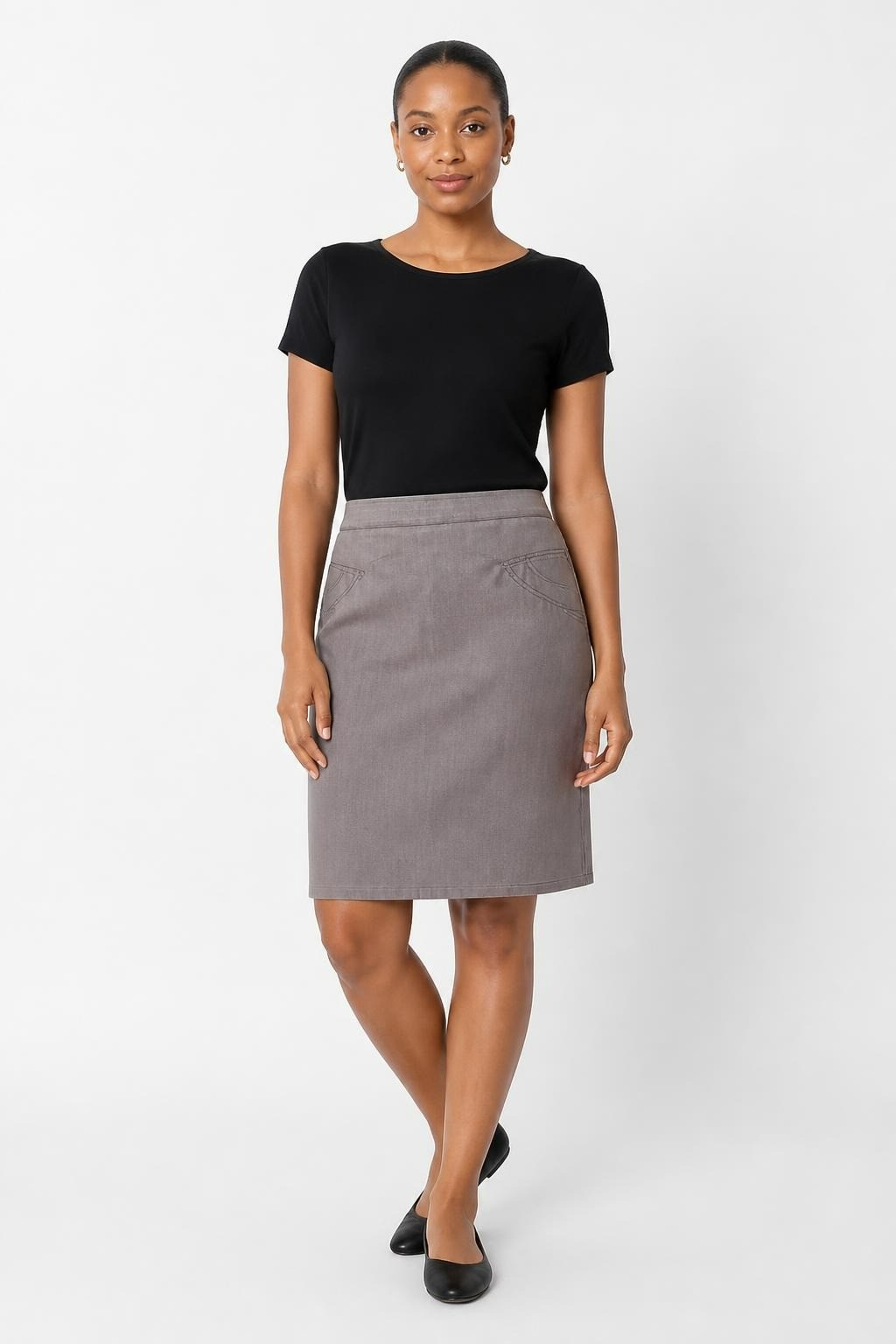 Gray Pencil Mini Skirt With Pocket Detail, Plus Size | Pre-Loved | Why Go Less