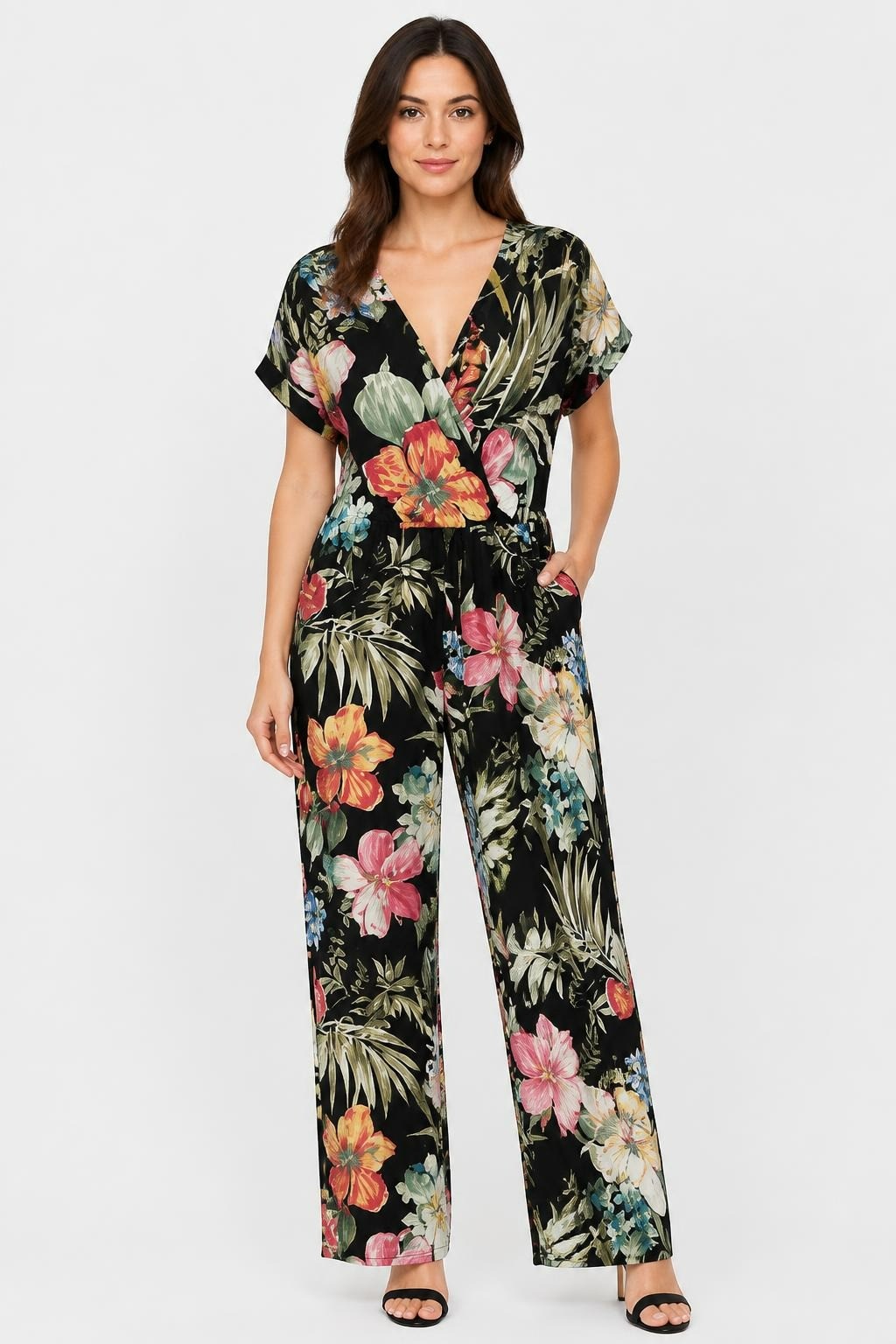 Black Tropical Floral Over All Halter Style | Pre-Loved | Why Go Less