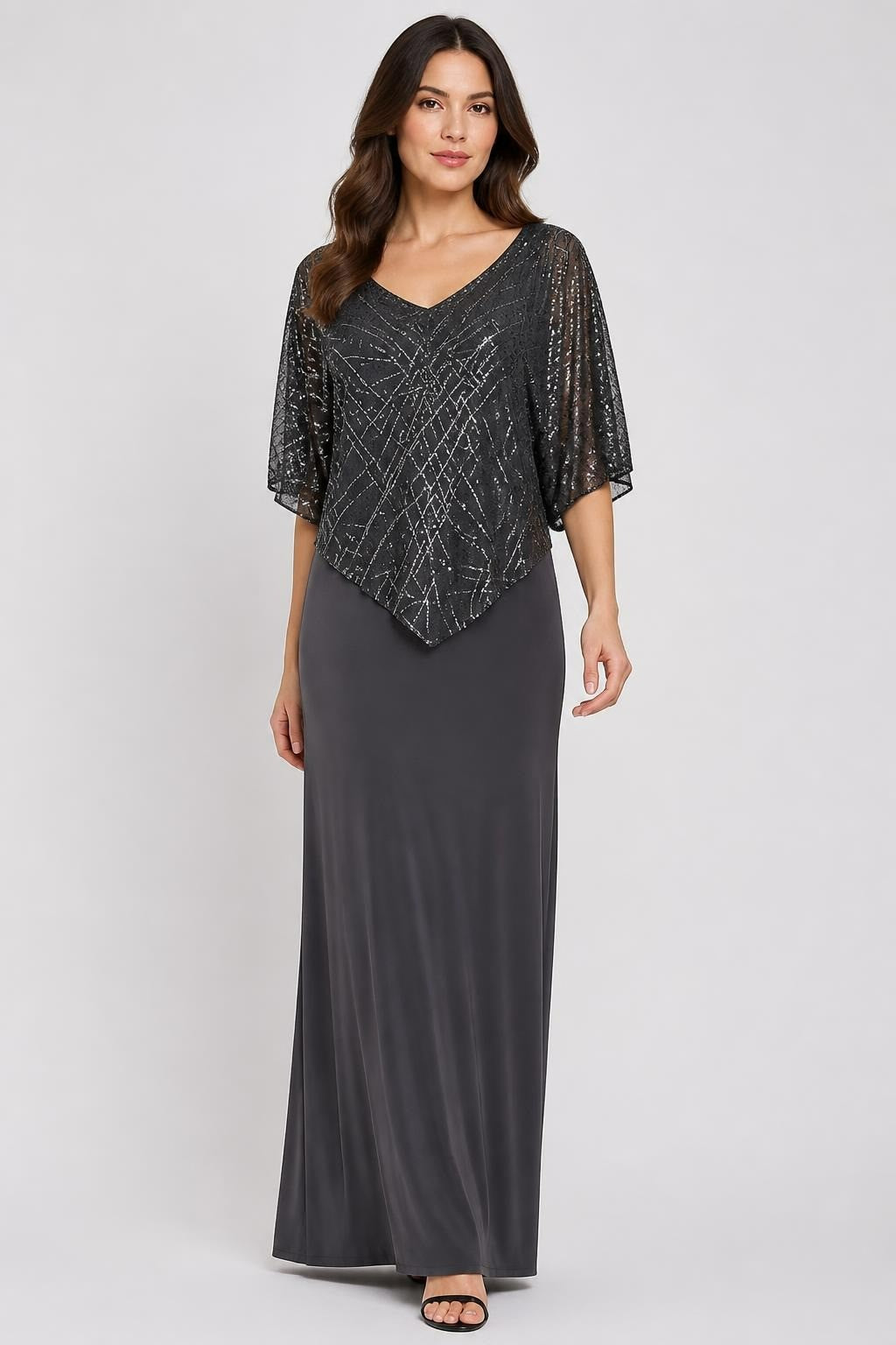 Black Sequin Beaded Formal Maxi Gown | Pre-Loved | Why Go Less