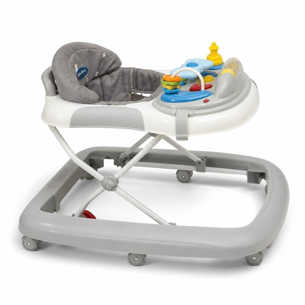 Liki brix grey baby activity walker with toys - white studio shot, second-hand at Why Go Less, Dekwaneh, Lebanon