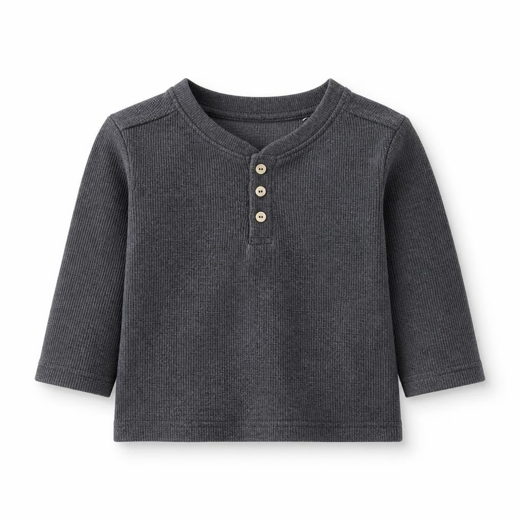 Grey Henley Long Sleeve Top | Pre-Loved | Why Go Less-2