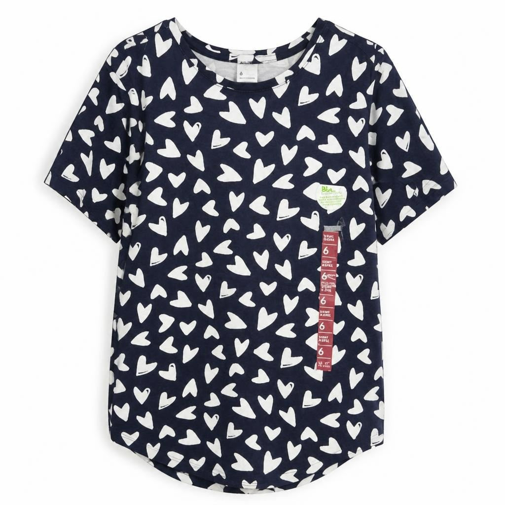 T-shirt oversize bleu marine imprimé cœurs | Seconde main | Pourquoi se contenter de moins