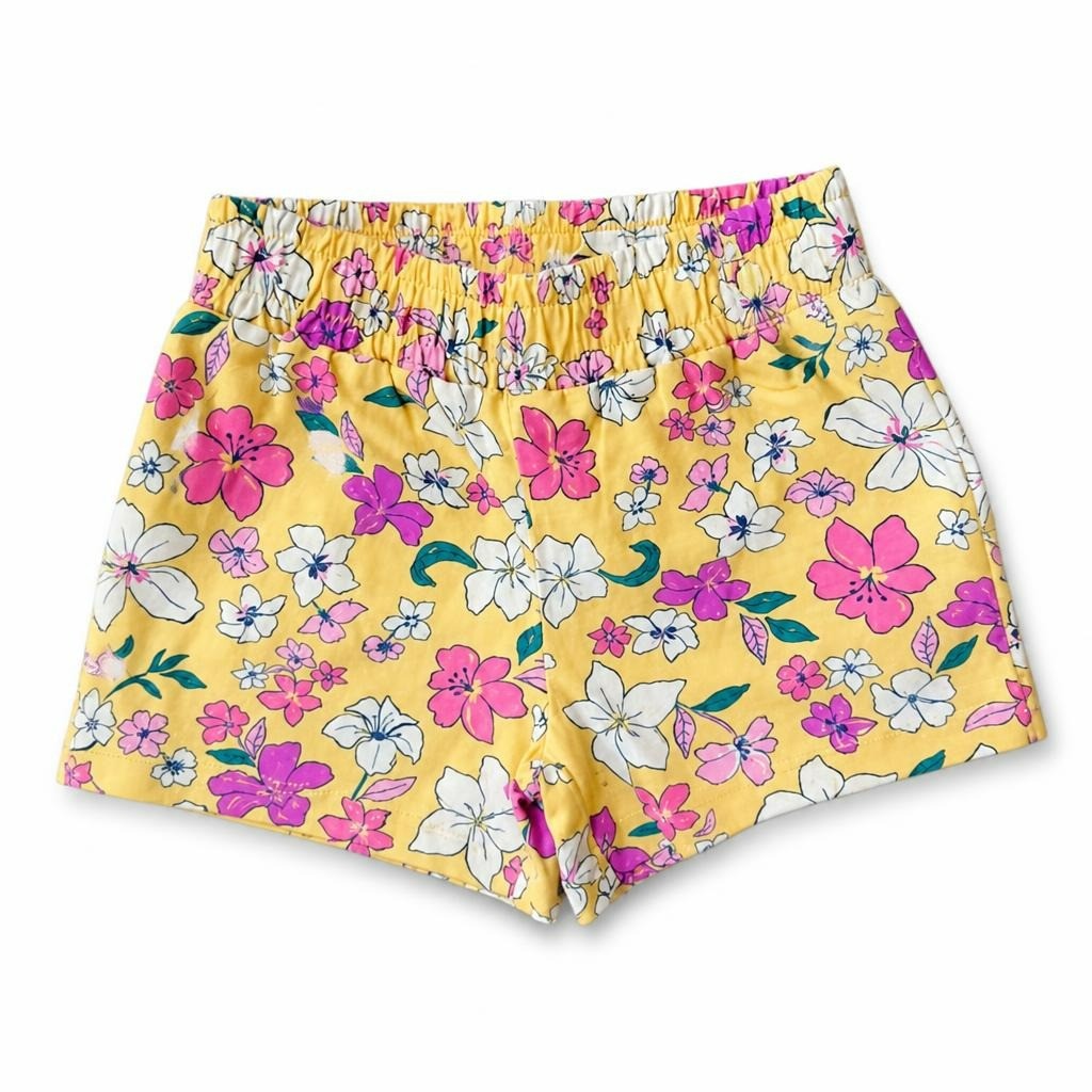Shorts en coton à motifs floraux jaunes pour fille, neufs avec étiquettes | Occasion | Pourquoi payer plus cher