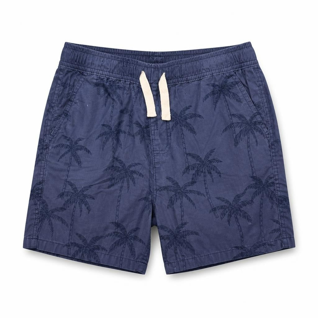 Navy palm tree print shorts, kids