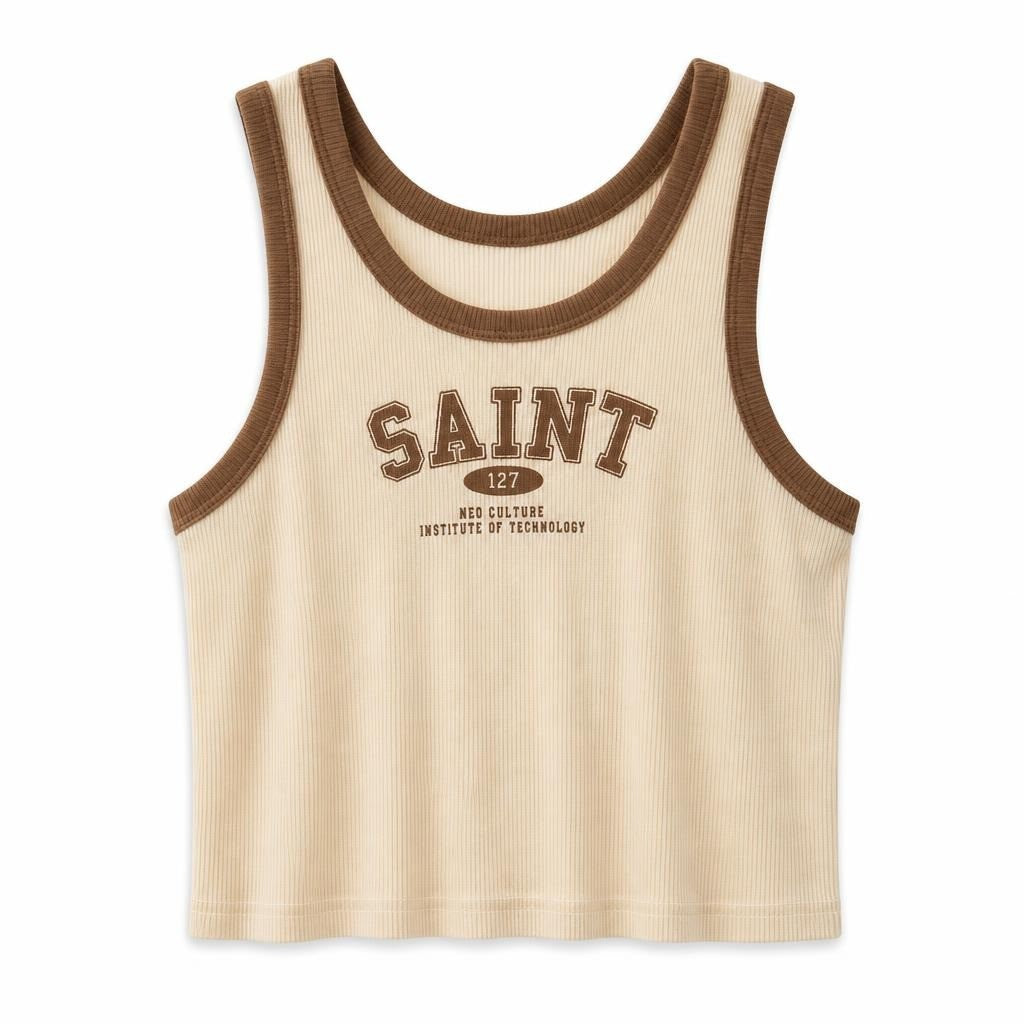 Haut court Saint 127 beige bordure marron | Occasion | Pourquoi se contenter de moins bien