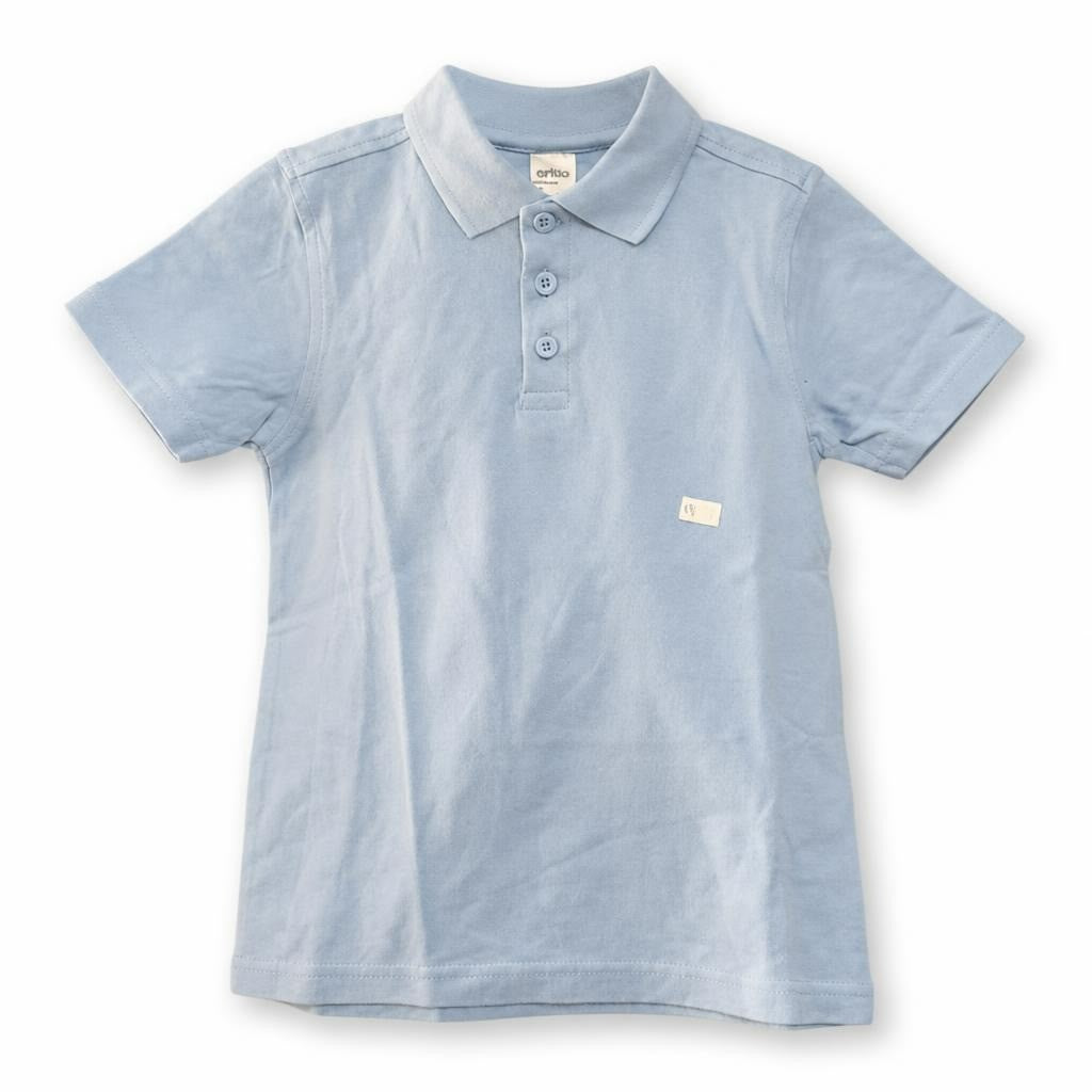 Kids Blue cotton-blend pique polo shirt