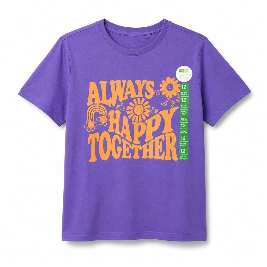 Kids Purple Graphic Tee Always Happy
