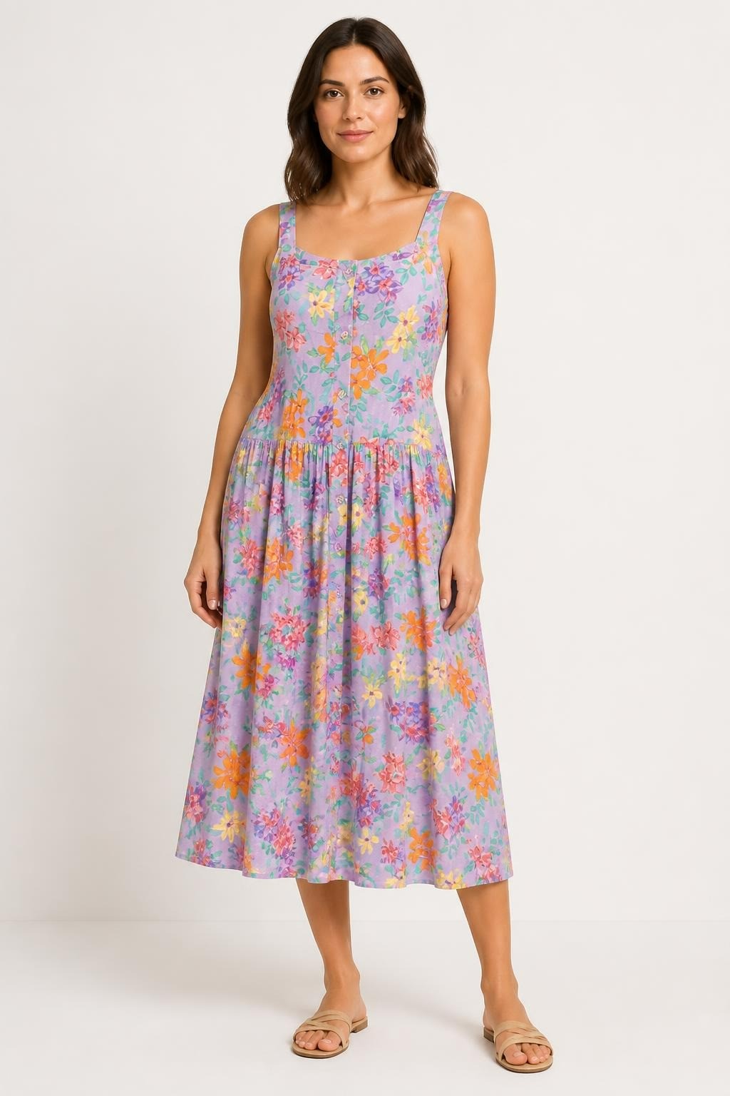 Floral Print Sleeveless Dress, Mint Multi | Pre-Loved | Why Go Less