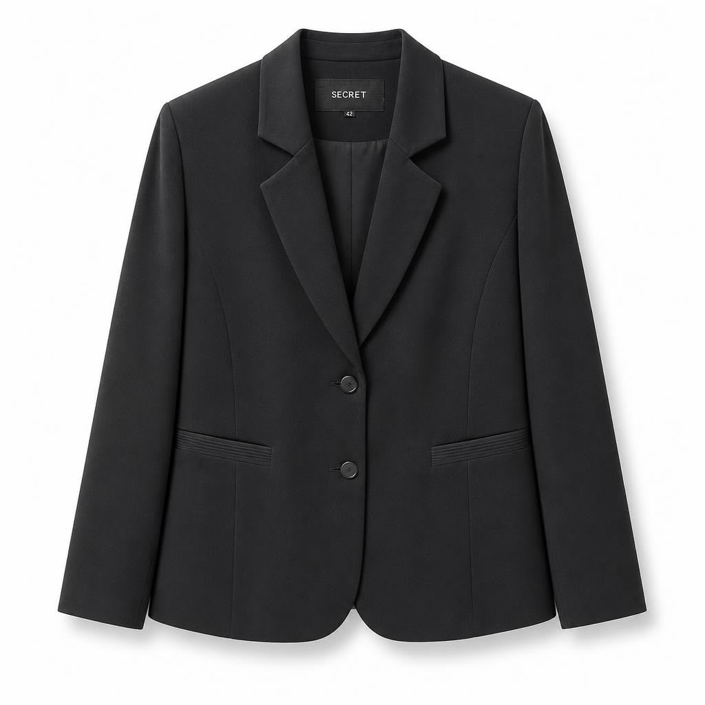Secret Black Blazer Size 42 - white studio shot, second-hand at Why Go Less, Dekwaneh, Lebanon