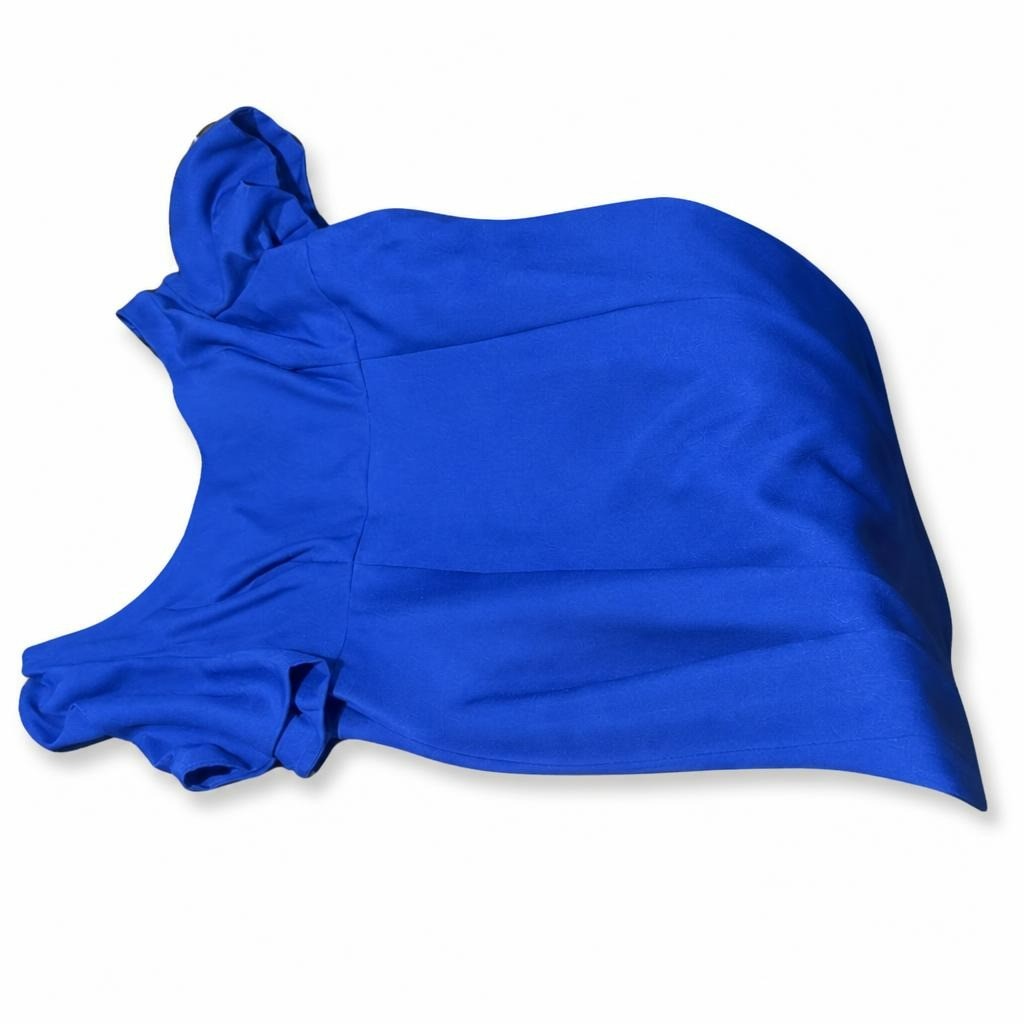 Royal Blue Sleeveless Shift Dress - white studio shot, second-hand at Why Go Less, Dekwaneh, Lebanon