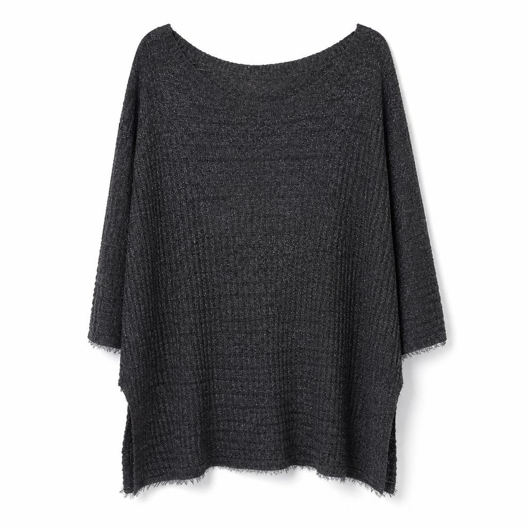 Laetitia Mem black shimmer knit top, NWT - white studio shot, second-hand at Why Go Less, Dekwaneh, Lebanon