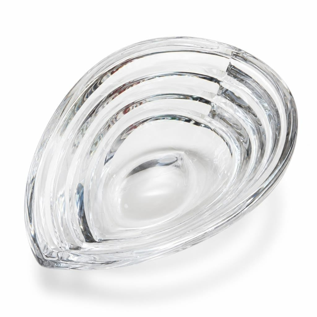 Clear crystal ribbed glass bowl, teardrop shape - white studio shot, second-hand at Why Go Less, Dekwaneh, Lebanon