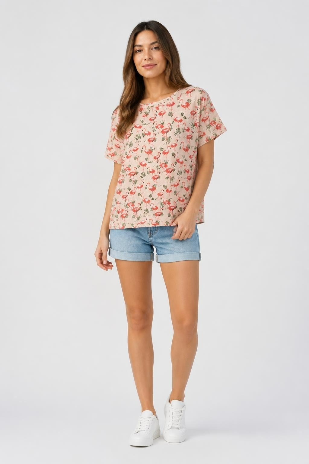 Promod Pink Flamingo Print Short Sleeve Tee | Pre-Loved | Why Go Less