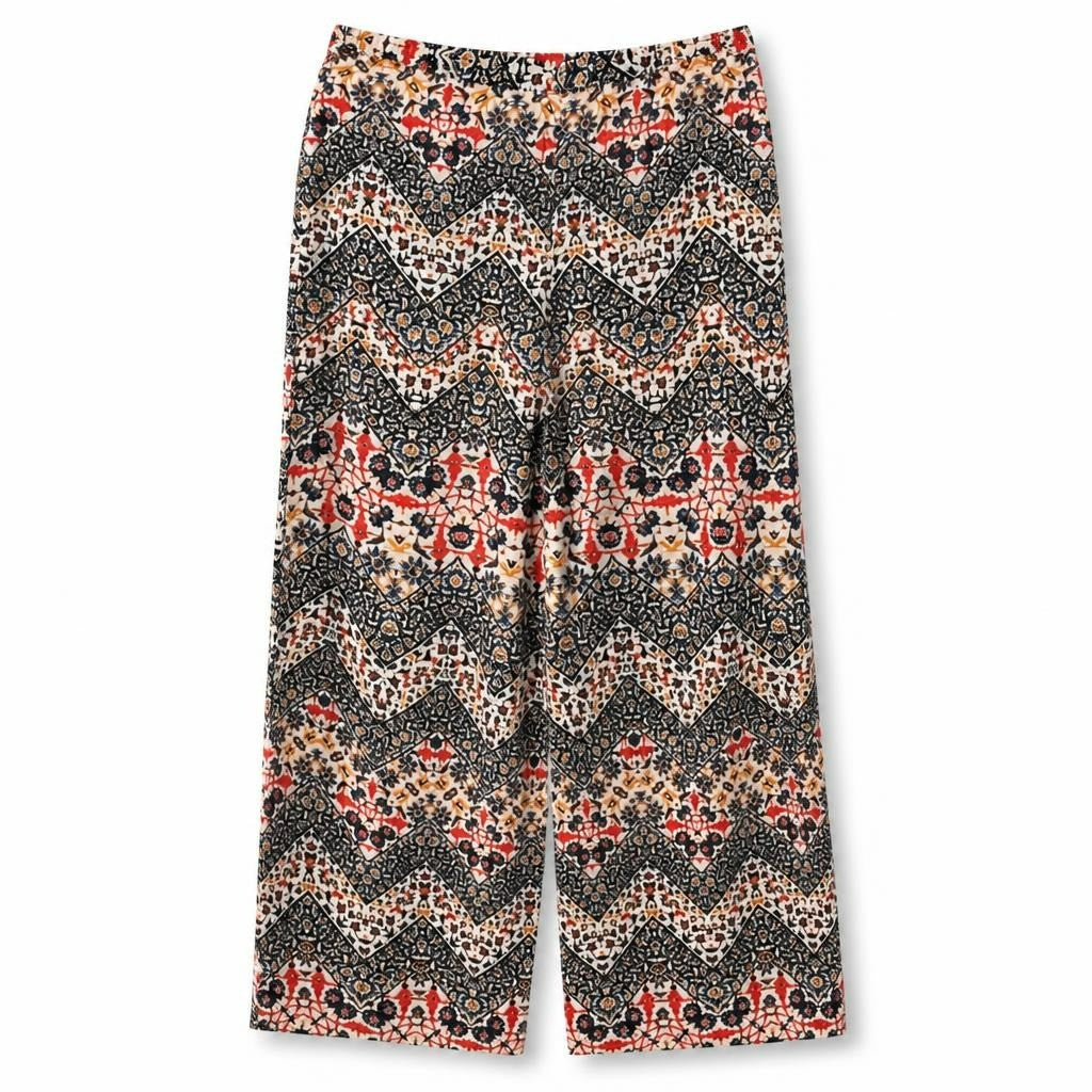 Boho chevron floral print midi skirt - white studio shot, second-hand at Why Go Less, Dekwaneh, Lebanon