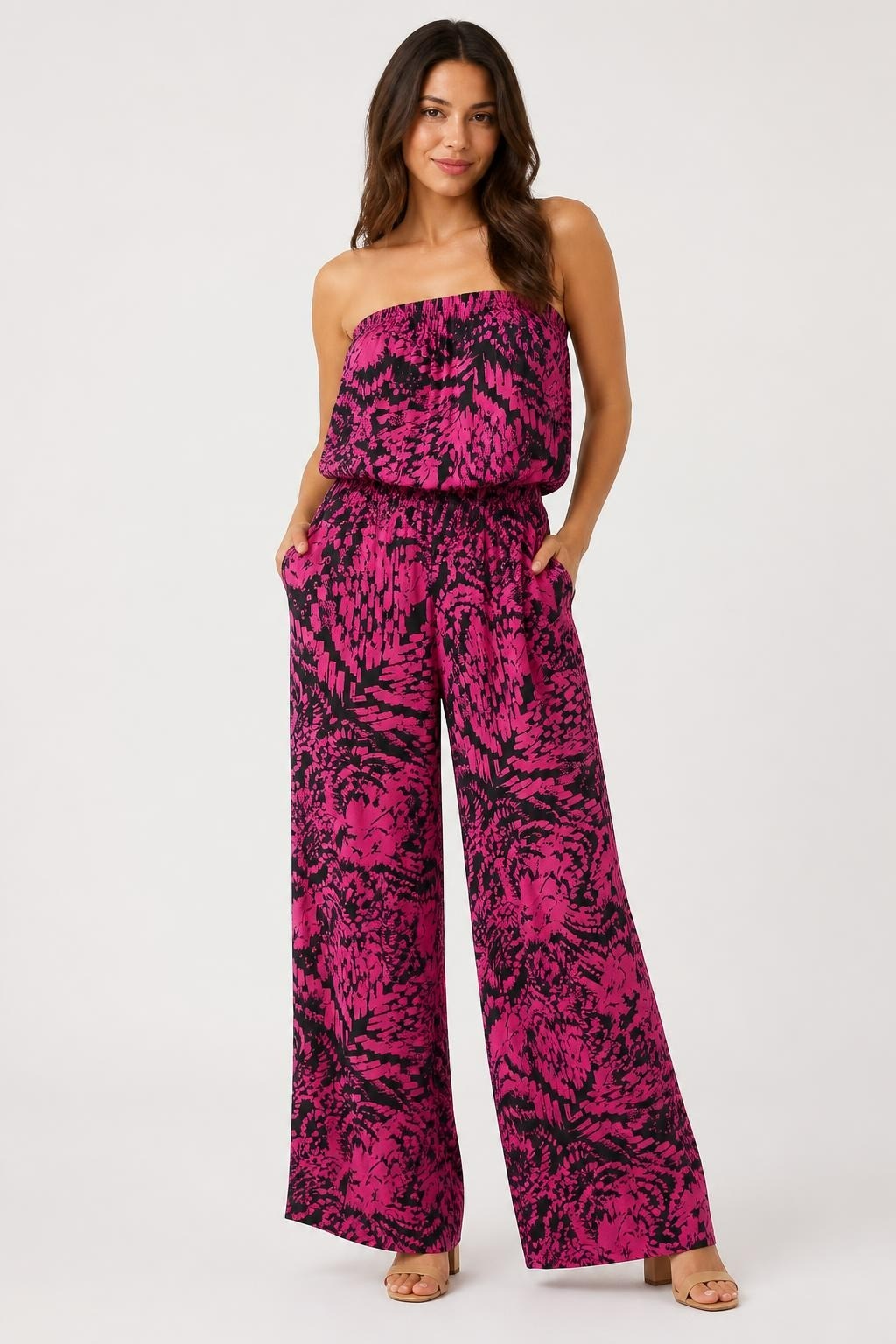 Pink and Black Abstract Print Wide-Leg Pants | Pre-Loved | Why Go Less