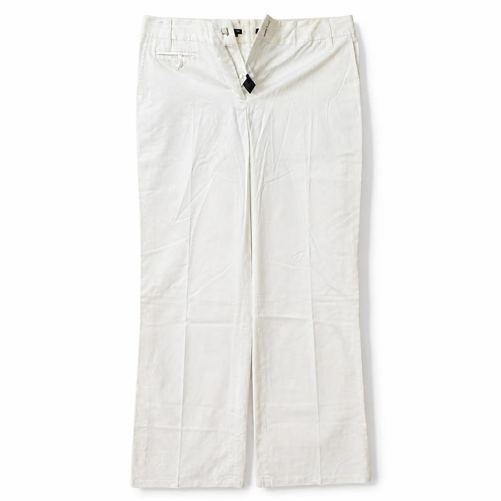 Cream straight-leg dress trousers, new with tags, M - white studio shot, second-hand at Why Go Less, Dekwaneh, Lebanon