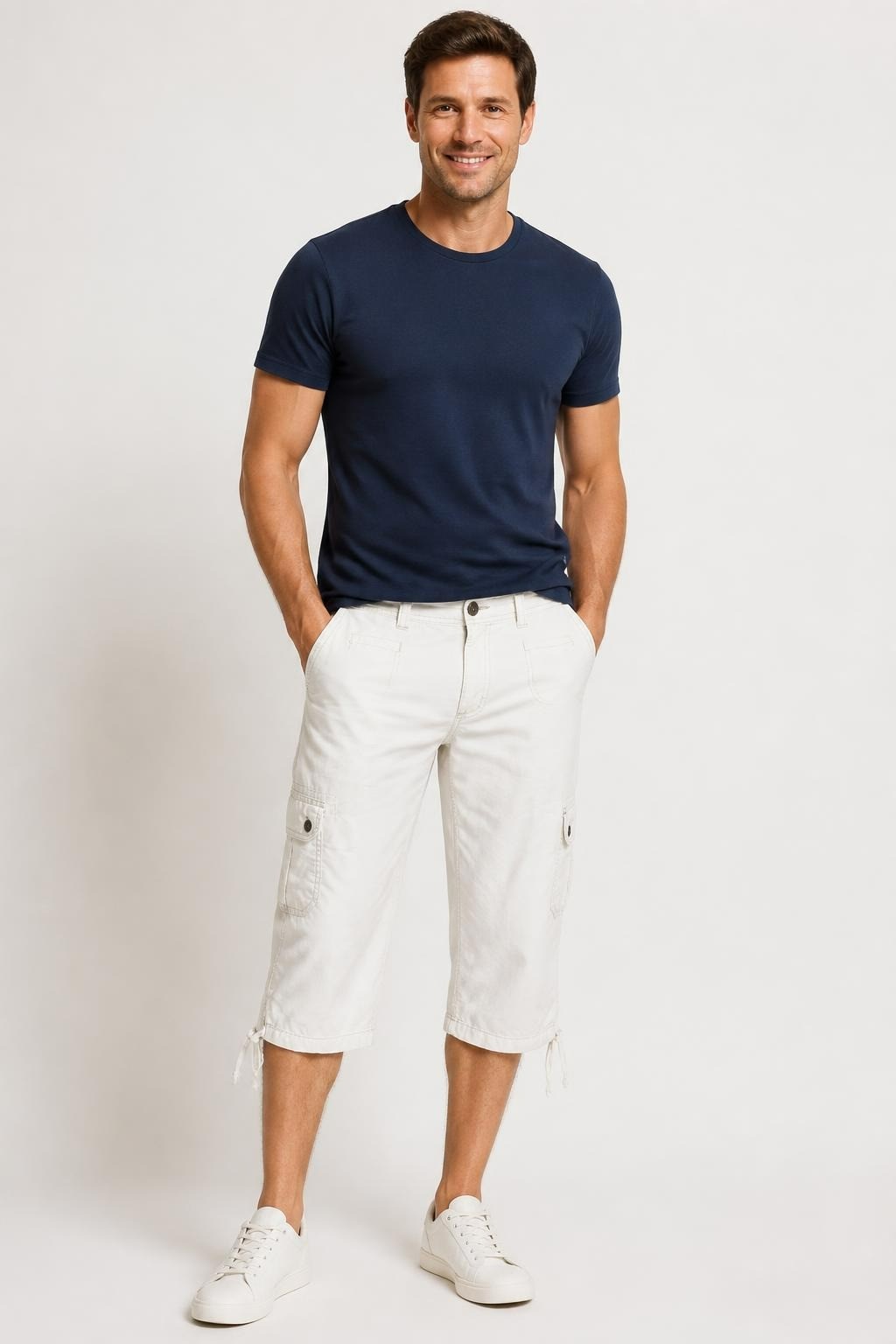 White Cargo Capri Pants With Drawstring Hem | Pre-Loved | Why Go Less