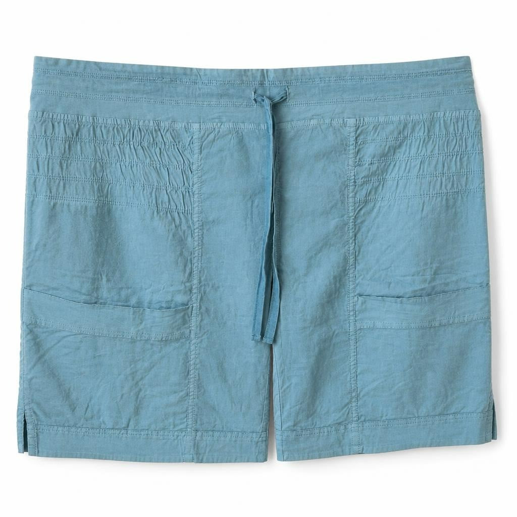 Teal blue casual drawstring shorts - white studio shot, second-hand at Why Go Less, Dekwaneh, Lebanon