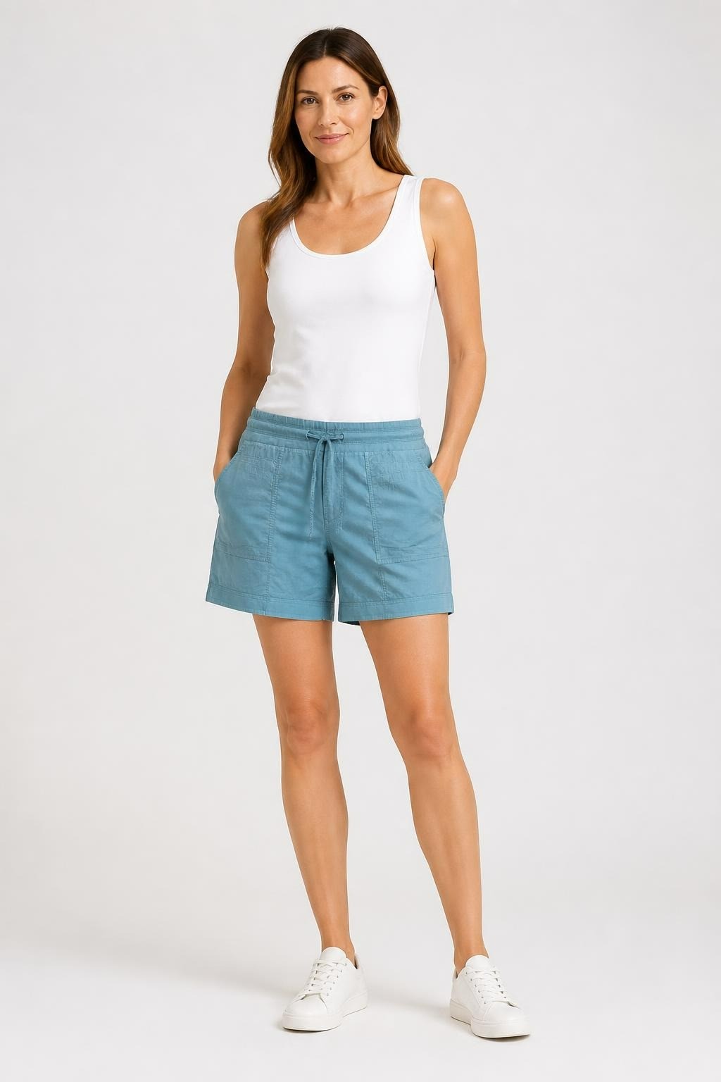 Teal Blue Casual Drawstring Shorts | Pre-Loved | Why Go Less