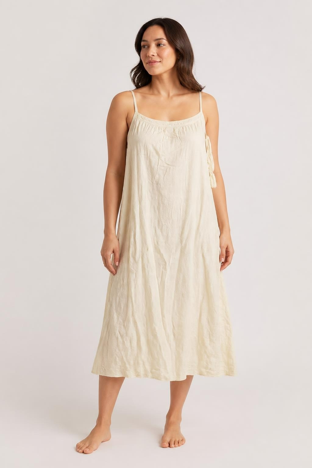 Cream Spaghetti Strap Flowy Mini Dress | Pre-Loved | Why Go Less