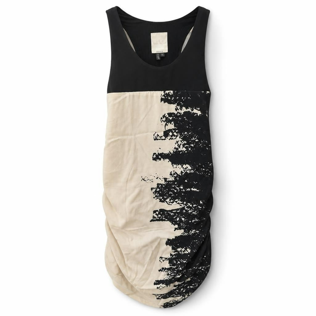 Nicole Miller Studio black beige print tank dress S - white studio shot, second-hand at Why Go Less, Dekwaneh, Lebanon