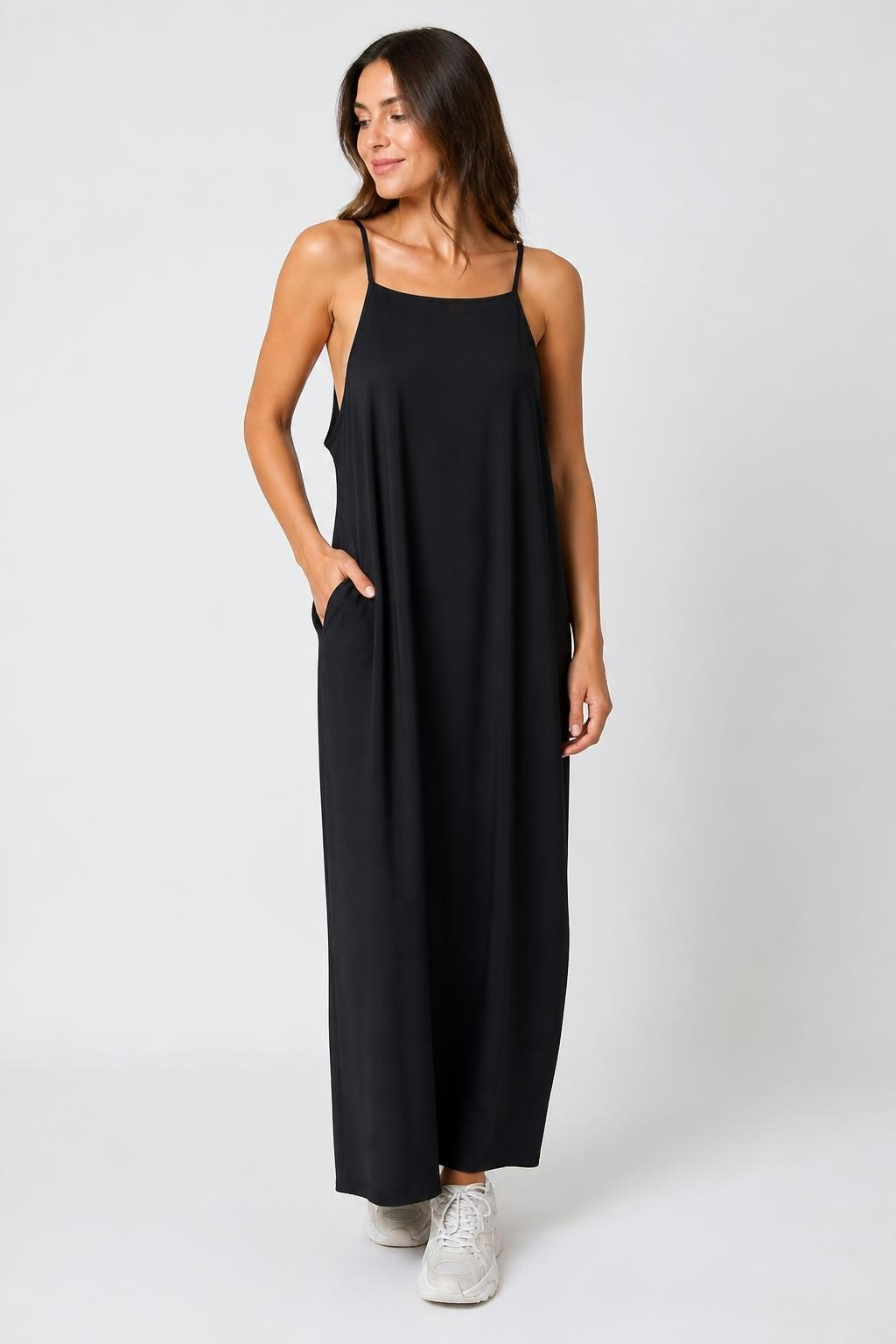 Black Sleeveless Maxi Dress With Side Slit | Pre-Loved | Why Go Less