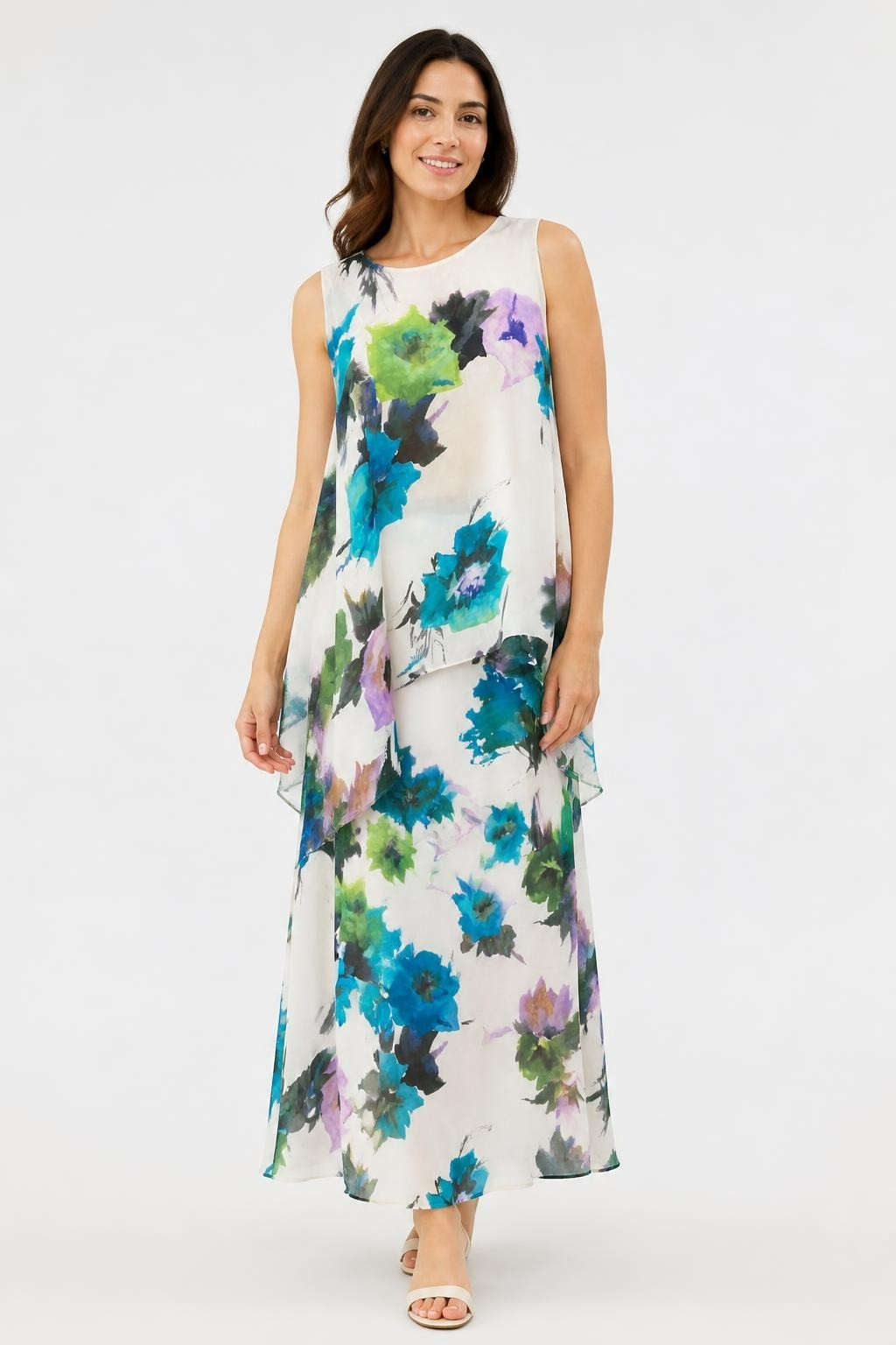 Zara Basic White Floral Watercolor Print Dress | Pre-Loved | Why Go Less