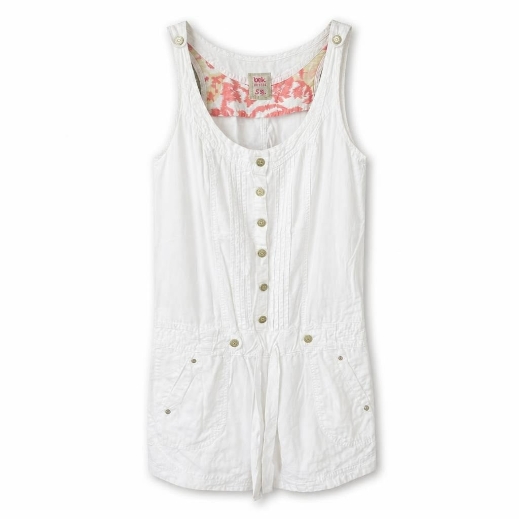 Bek & Bella white button-front romper, size S - white studio shot, second-hand at Why Go Less, Dekwaneh, Lebanon
