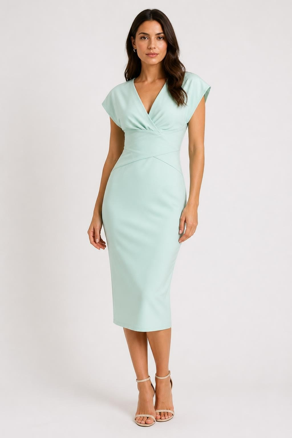 Mint Green Ruched Bodycon Midi Dress Size M/L | Pre-Loved | Why Go Less
