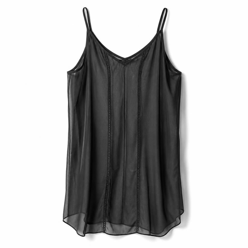 Zara Woman black sheer mesh slip midi dress, S/M - white studio shot, second-hand at Why Go Less, Dekwaneh, Lebanon