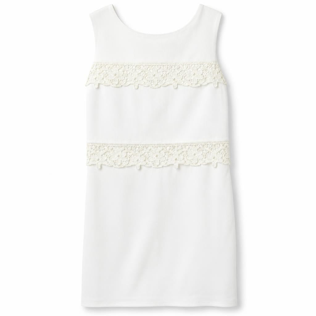 White lace-trim sleeveless mini dress - white studio shot, second-hand at Why Go Less, Dekwaneh, Lebanon