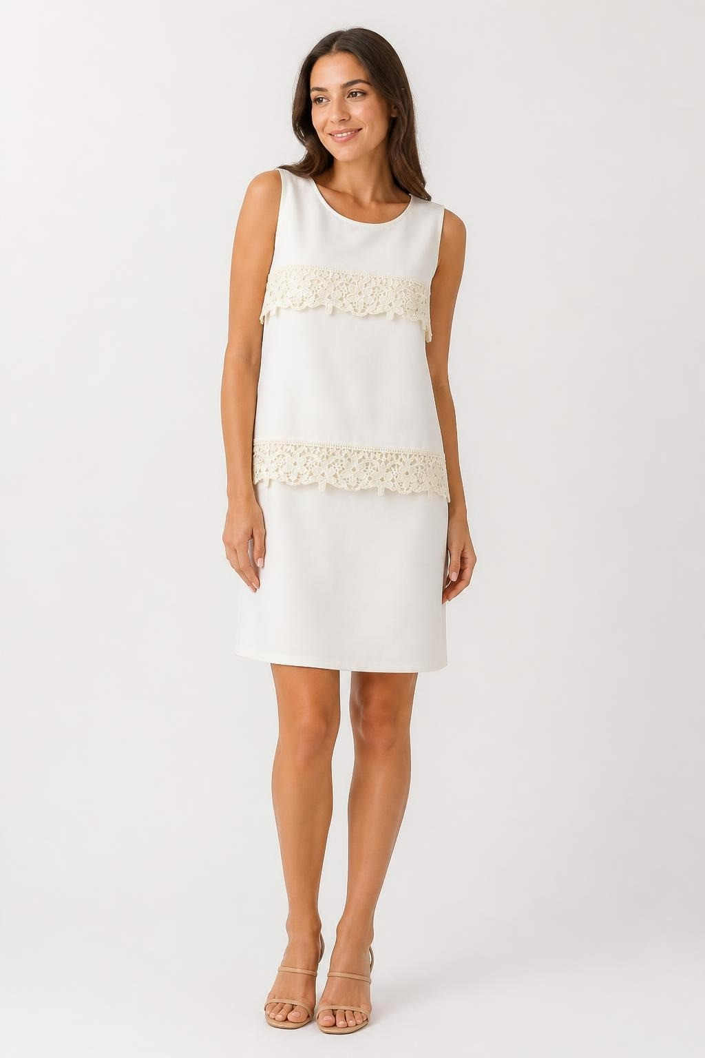 White Lace-Trim Sleeveless Mini Dress | Pre-Loved | Why Go Less