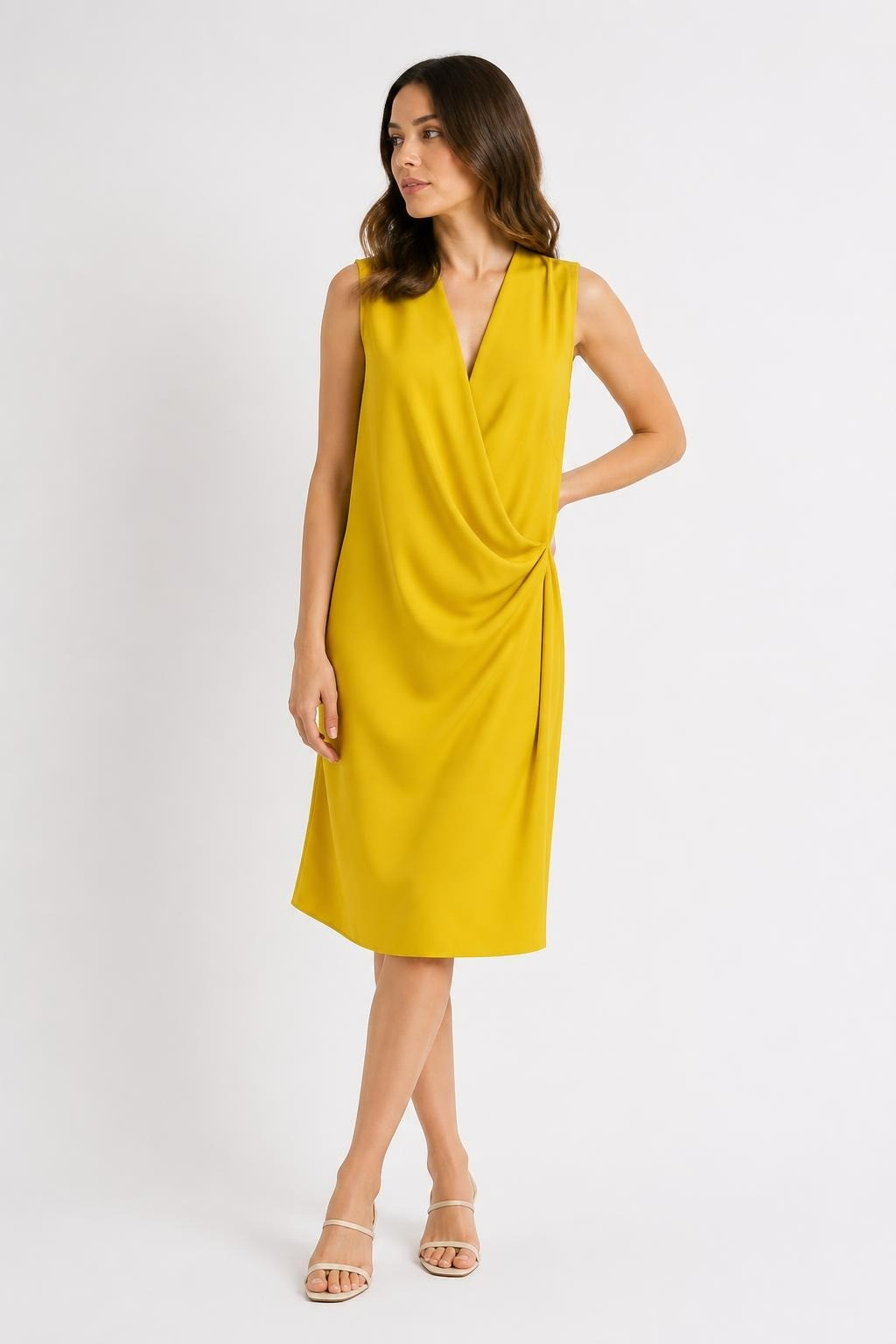 Mango Yellow Draped Sleeveless Mini Dress | Pre-Loved | Why Go Less