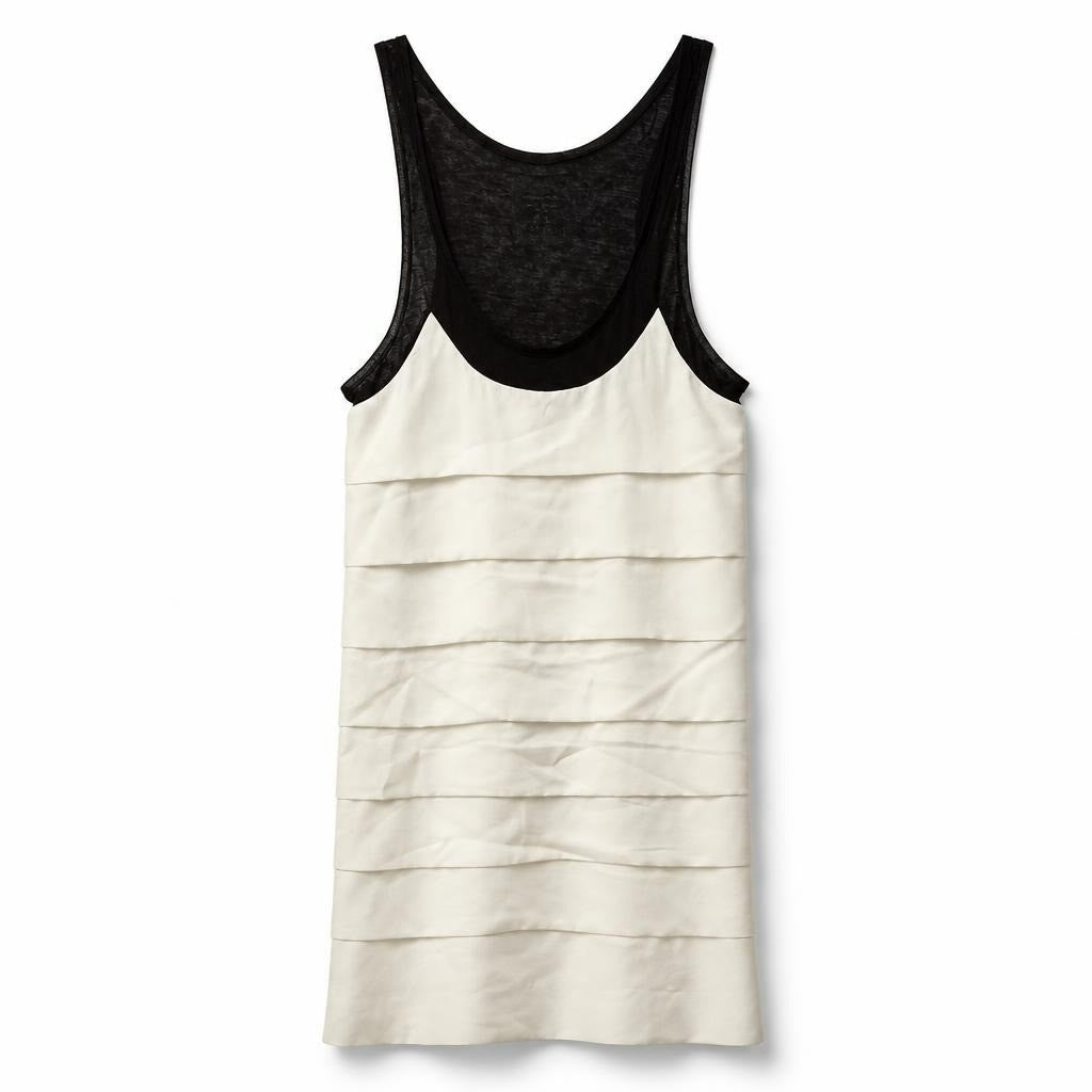 Zara Basic black white tiered racerback mini dress S - white studio shot, second-hand at Why Go Less, Dekwaneh, Lebanon