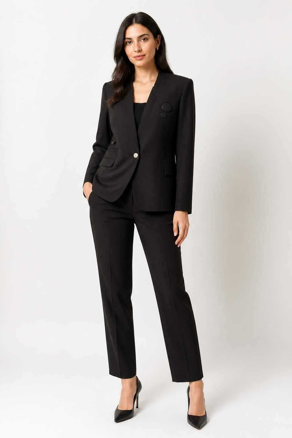 Veste blazer noire sans col Sammy Clark | Seconde main | Pourquoi se contenter de moins-1