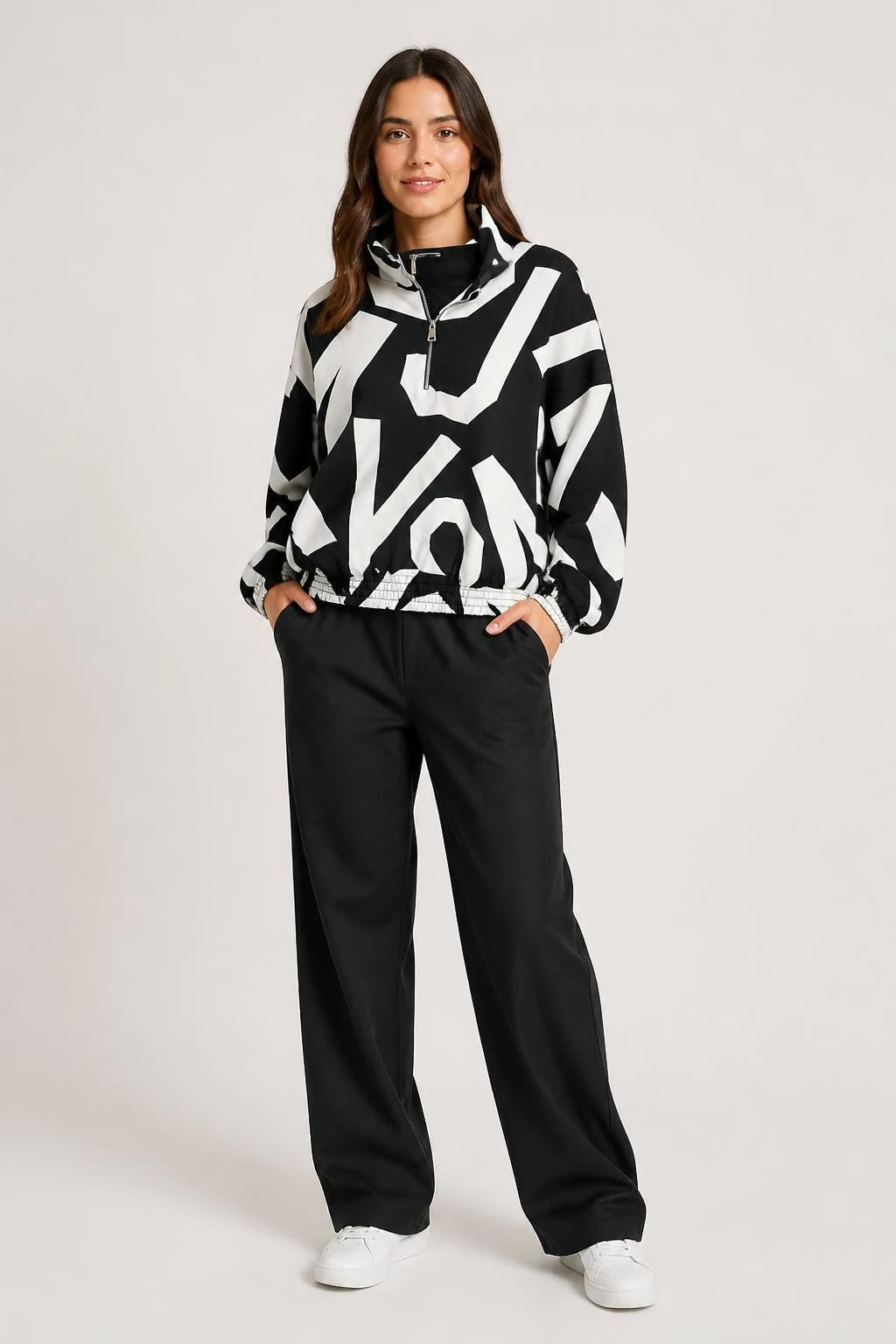 ICON Black & White Graphic Half-Zip Pullover | Pre-Loved | Why Go Less