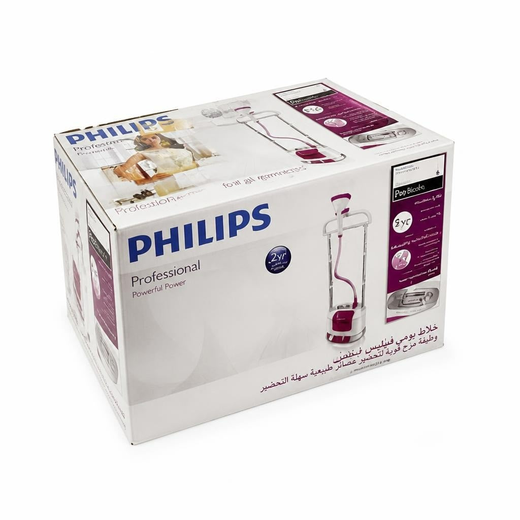 Philips Pro Duo garment steamer, in box - white studio shot, second-hand at Why Go Less, Dekwaneh, Lebanon