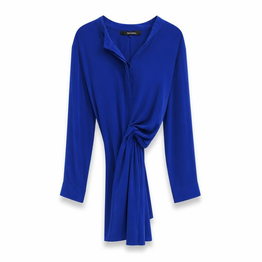 Sevenday royal blue wrap dress with rope belt - white studio shot, second-hand at Why Go Less, Dekwaneh, Lebanon