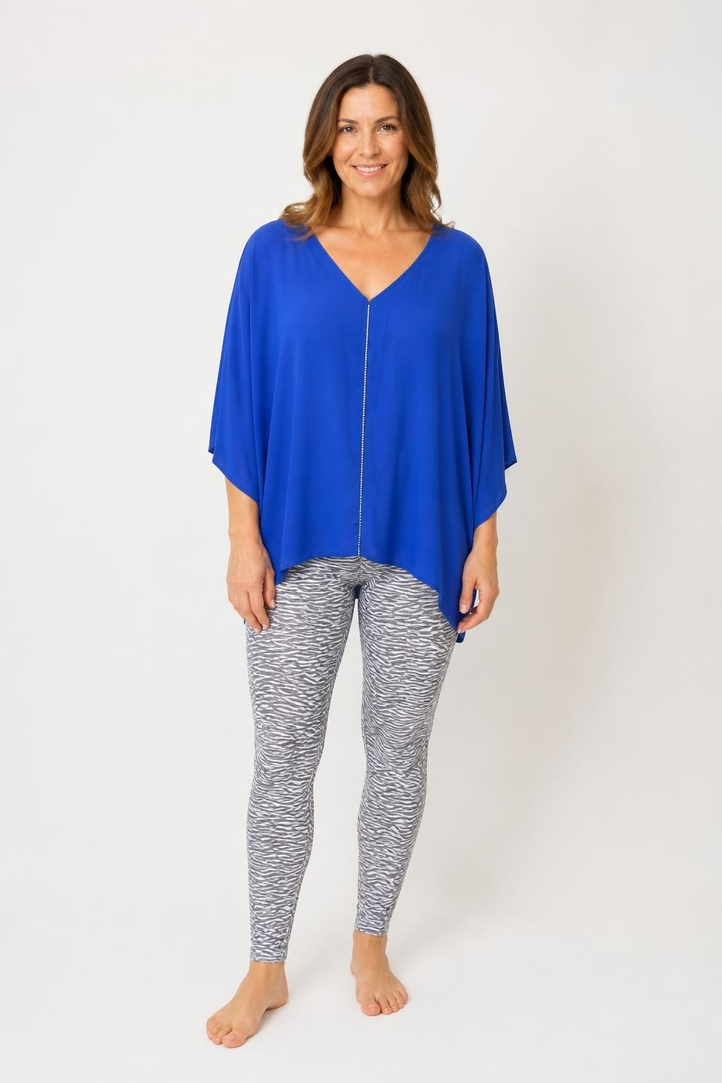 Royal Blue Sheer Chiffon Top With Rhinestone Detail | Pre-Loved | Why Go Less