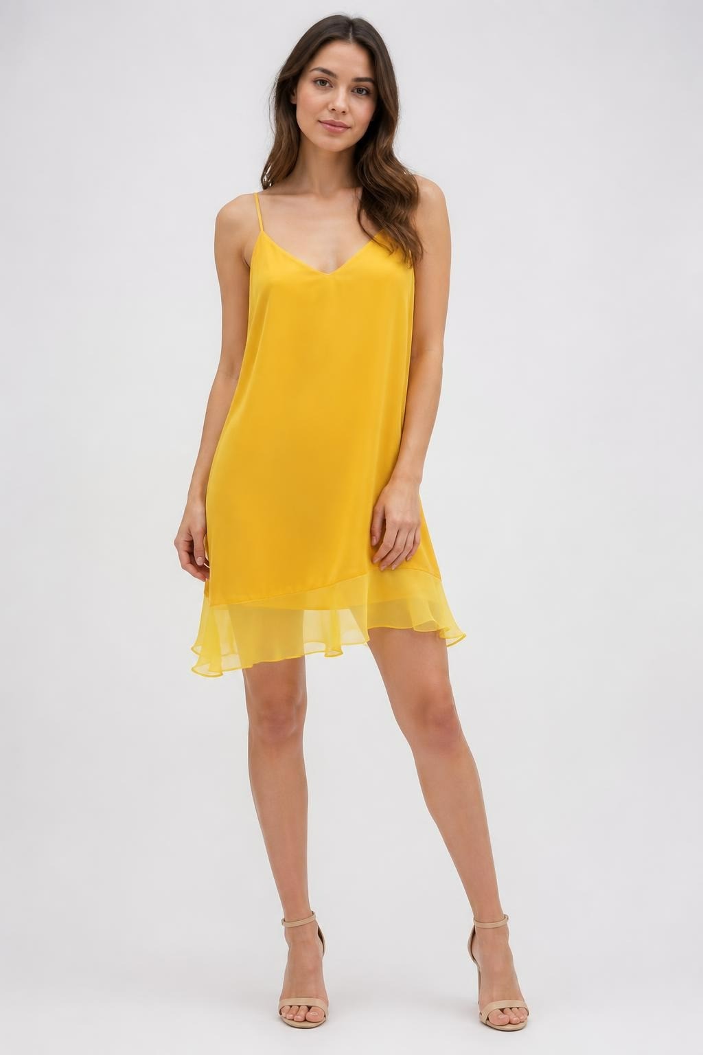 Yellow Chiffon V-neck Cami Top, Lina Pink Hanger | Pre-Loved | Why Go Less