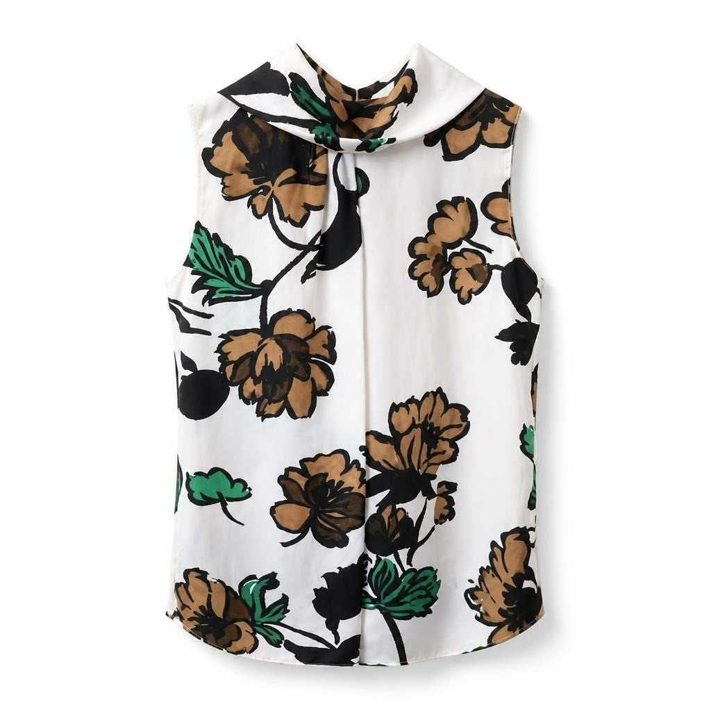 White floral peter pan collar sleeveless top - white studio shot, second-hand at Why Go Less, Dekwaneh, Lebanon
