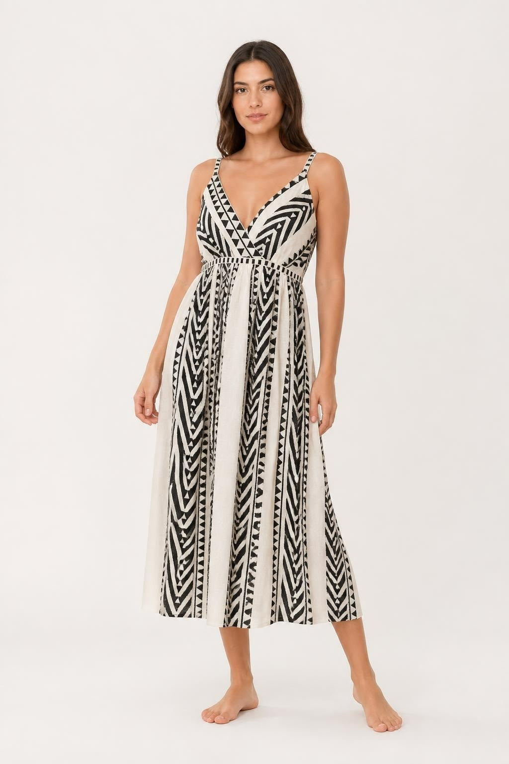 Moolettas Black and White Aztec Spaghetti Strap Dress | Pre-Loved | Why Go Less
