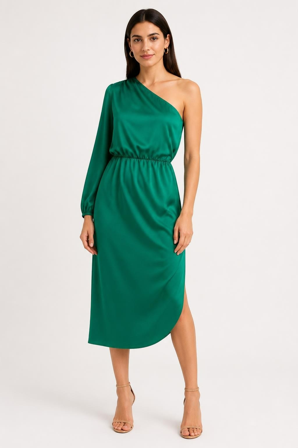 Green One-Shoulder Long Sleeve Mini Dress | Pre-Loved | Why Go Less